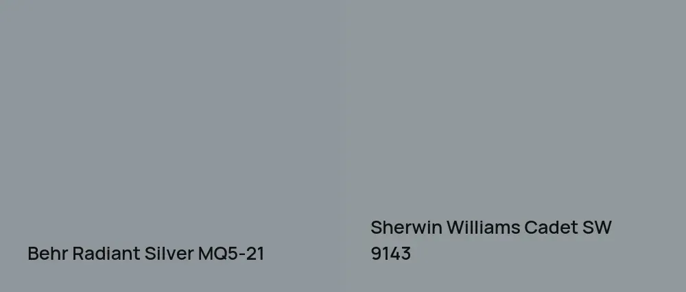 Behr Radiant Silver MQ5-21 vs Sherwin Williams Cadet SW 9143