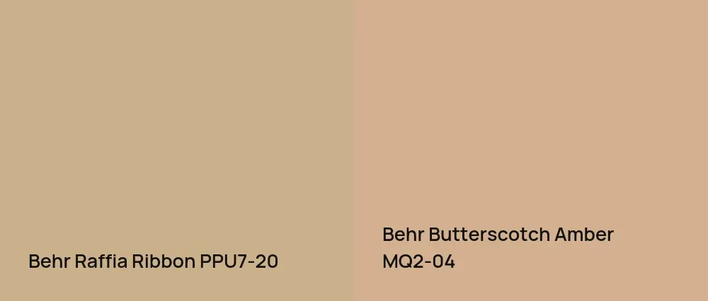 Behr Raffia Ribbon PPU7-20 vs Behr Butterscotch Amber MQ2-04