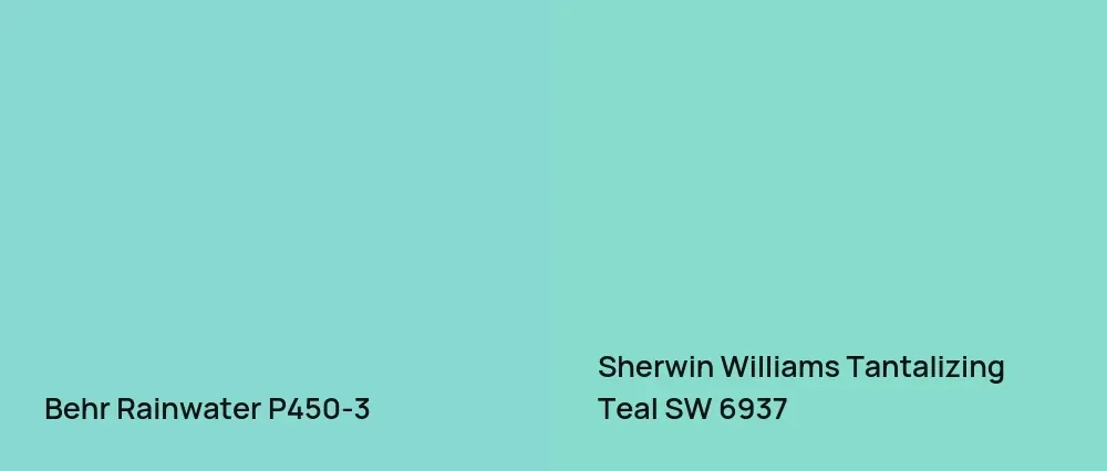 Behr Rainwater P450-3 vs Sherwin Williams Tantalizing Teal SW 6937