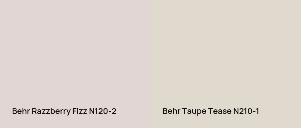 Behr Razzberry Fizz N120-2 vs Behr Taupe Tease N210-1