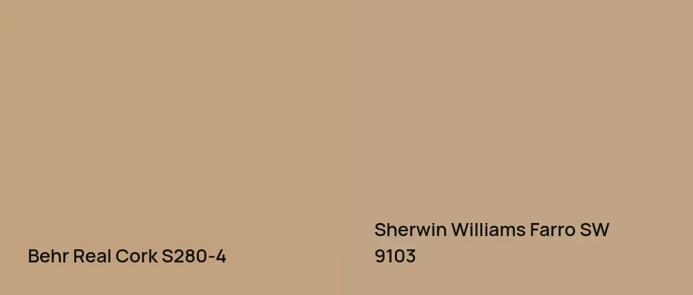Behr Real Cork S280-4 vs Sherwin Williams Farro SW 9103
