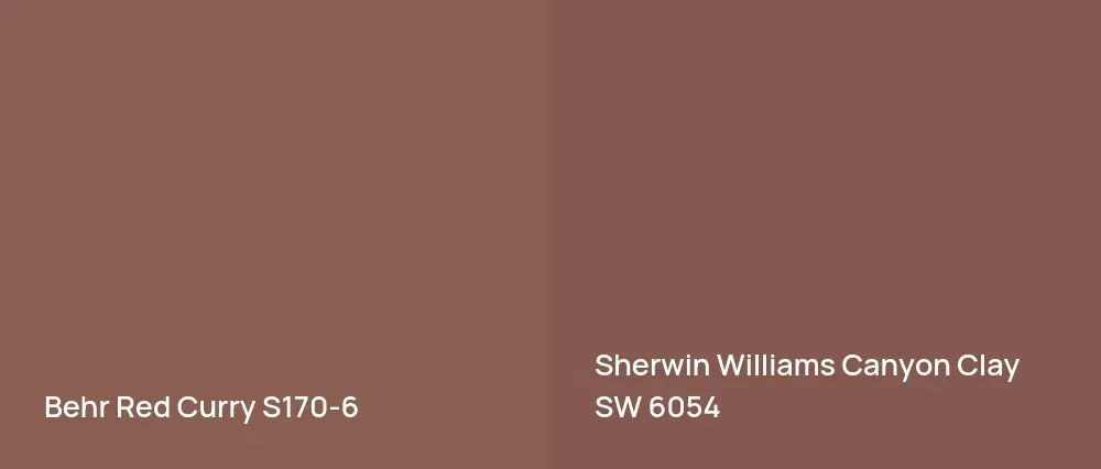 Behr Red Curry S170-6 vs Sherwin Williams Canyon Clay SW 6054