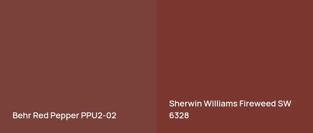 Behr Red Pepper PPU2-02 vs Sherwin Williams Fireweed SW 6328