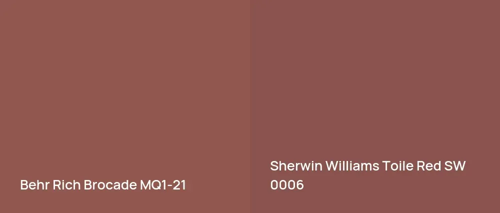 Behr Rich Brocade MQ1-21 vs Sherwin Williams Toile Red SW 0006