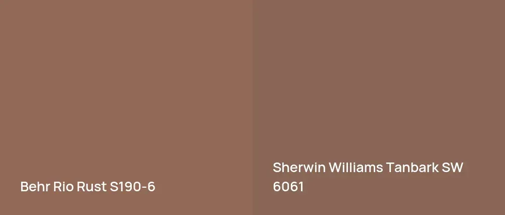 Behr Rio Rust S190-6 vs Sherwin Williams Tanbark SW 6061