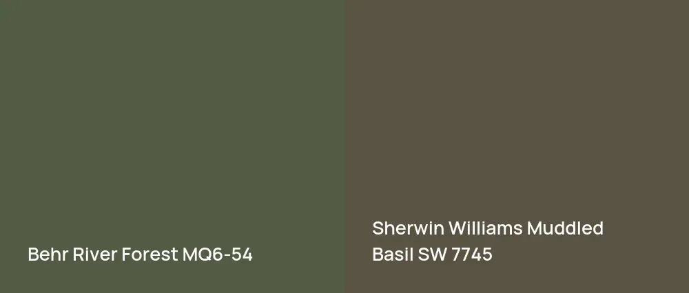 Behr River Forest MQ6-54 vs Sherwin Williams Muddled Basil SW 7745