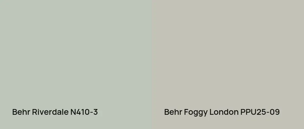 Behr Riverdale N410-3 vs Behr Foggy London PPU25-09