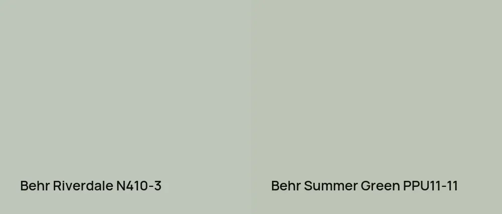 Behr Riverdale N410-3 vs Behr Summer Green PPU11-11