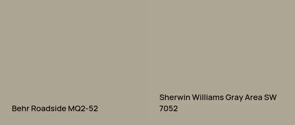 Behr Roadside MQ2-52 vs Sherwin Williams Gray Area SW 7052