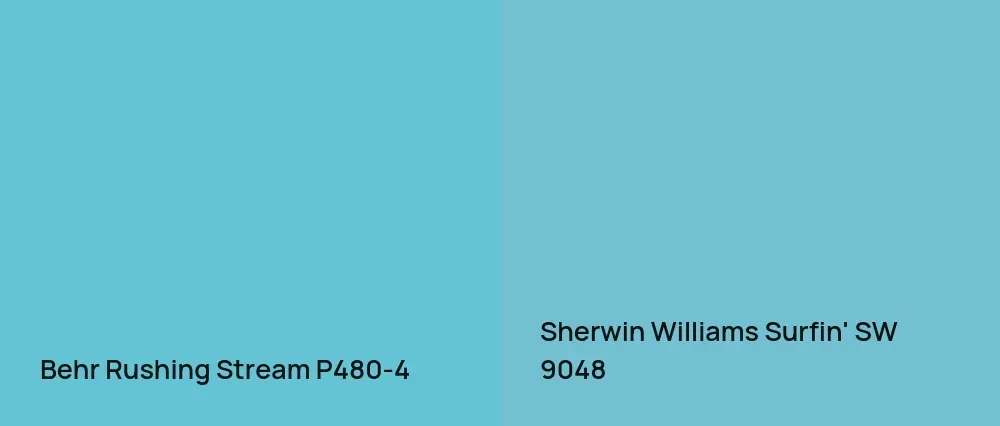 Behr Rushing Stream P480-4 vs Sherwin Williams Surfin' SW 9048