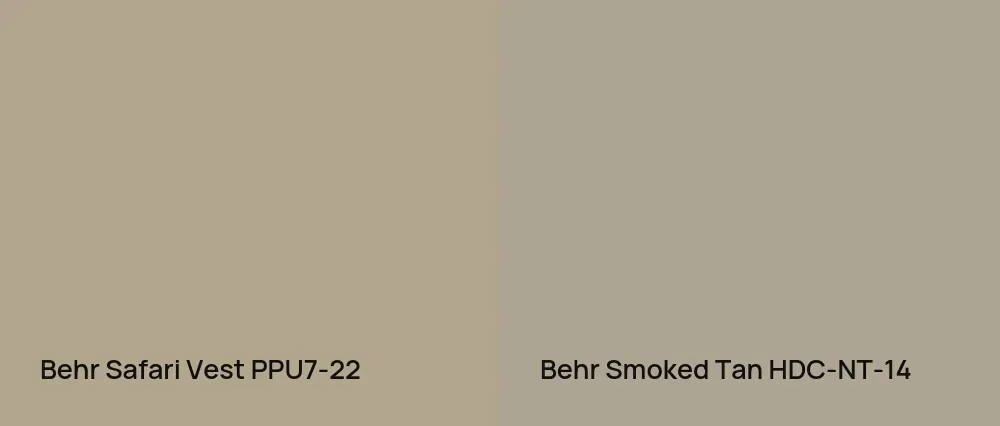 Behr Safari Vest PPU7-22 vs Behr Smoked Tan HDC-NT-14