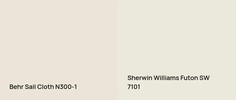 Behr Sail Cloth N300-1 vs Sherwin Williams Futon SW 7101