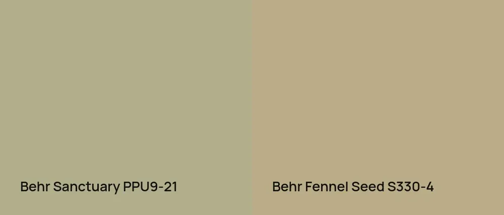 Behr Sanctuary PPU9-21 vs Behr Fennel Seed S330-4