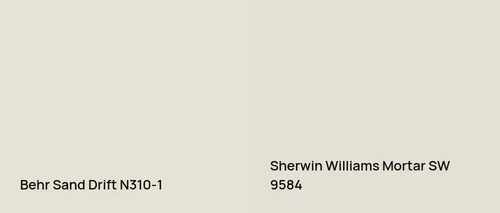 Behr Sand Drift N310-1 vs Sherwin Williams Mortar SW 9584