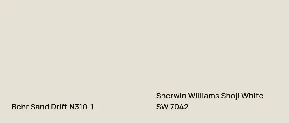 Behr Sand Drift N310-1 vs Sherwin Williams Shoji White SW 7042
