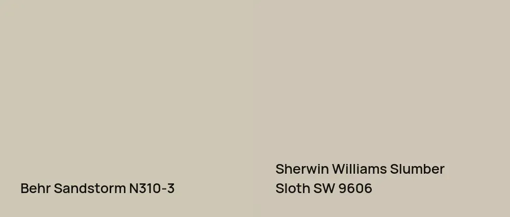 Behr Sandstorm N310-3 vs Sherwin Williams Slumber Sloth SW 9606