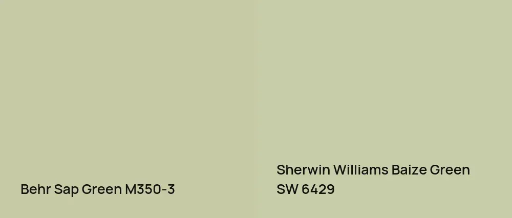 Behr Sap Green M350-3 vs Sherwin Williams Baize Green SW 6429