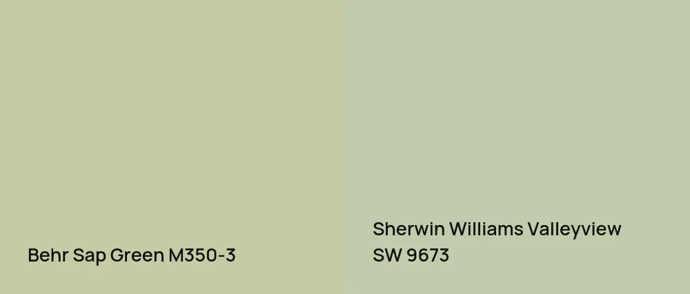 Behr Sap Green M350-3 vs Sherwin Williams Valleyview SW 9673