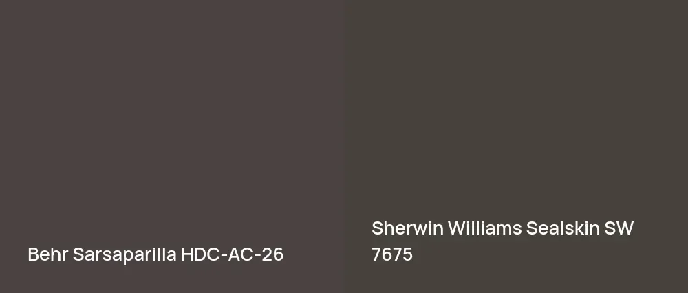 Behr Sarsaparilla HDC-AC-26 vs Sherwin Williams Sealskin SW 7675