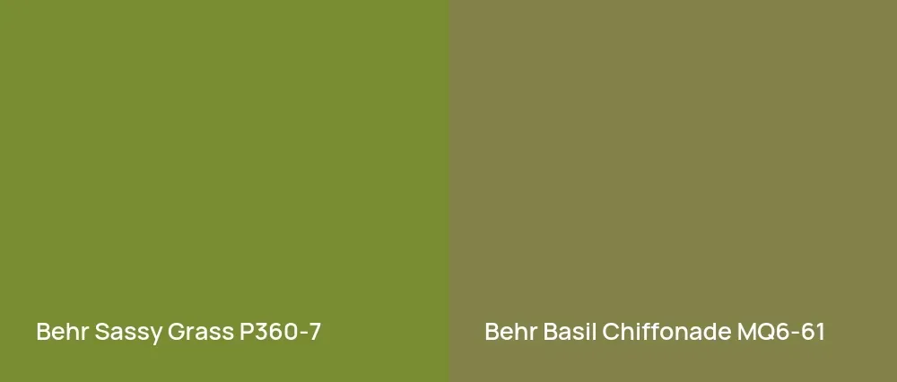 Behr Sassy Grass P360-7 vs Behr Basil Chiffonade MQ6-61