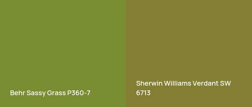 Behr Sassy Grass P360-7 vs Sherwin Williams Verdant SW 6713