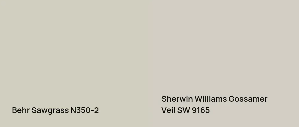 Behr Sawgrass N350-2 vs Sherwin Williams Gossamer Veil SW 9165