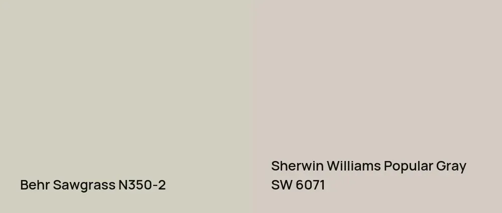Behr Sawgrass N350-2 vs Sherwin Williams Popular Gray SW 6071