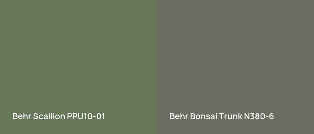 Behr Scallion PPU10-01 vs Behr Bonsai Trunk N380-6
