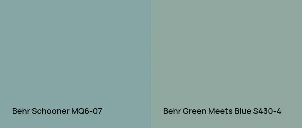 Behr Schooner MQ6-07 vs Behr Green Meets Blue S430-4