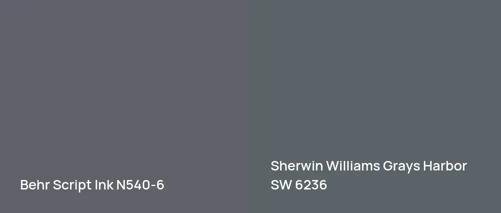Behr Script Ink N540-6 vs Sherwin Williams Grays Harbor SW 6236