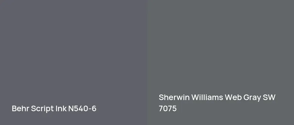 Behr Script Ink N540-6 vs Sherwin Williams Web Gray SW 7075