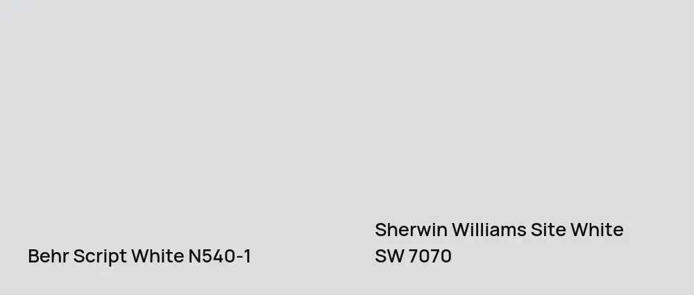 Behr Script White N540-1 vs Sherwin Williams Site White SW 7070