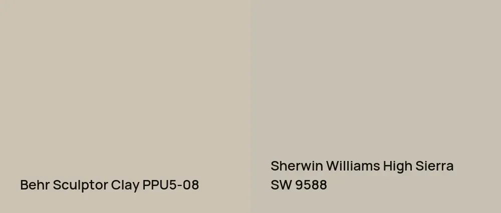 Behr Sculptor Clay PPU5-08 vs Sherwin Williams High Sierra SW 9588