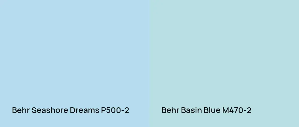 Behr Seashore Dreams P500-2 vs Behr Basin Blue M470-2