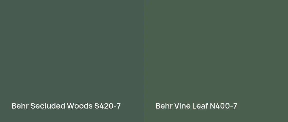 Behr Secluded Woods S420-7 vs Behr Vine Leaf N400-7