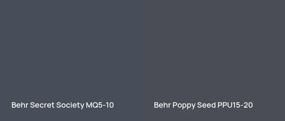 Behr Secret Society MQ5-10 vs Behr Poppy Seed PPU15-20