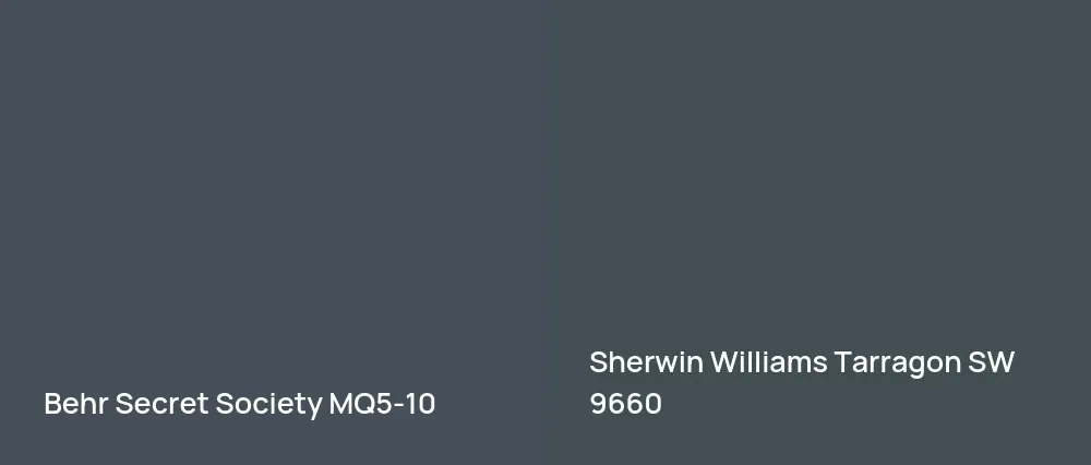 Behr Secret Society MQ5-10 vs Sherwin Williams Tarragon SW 9660