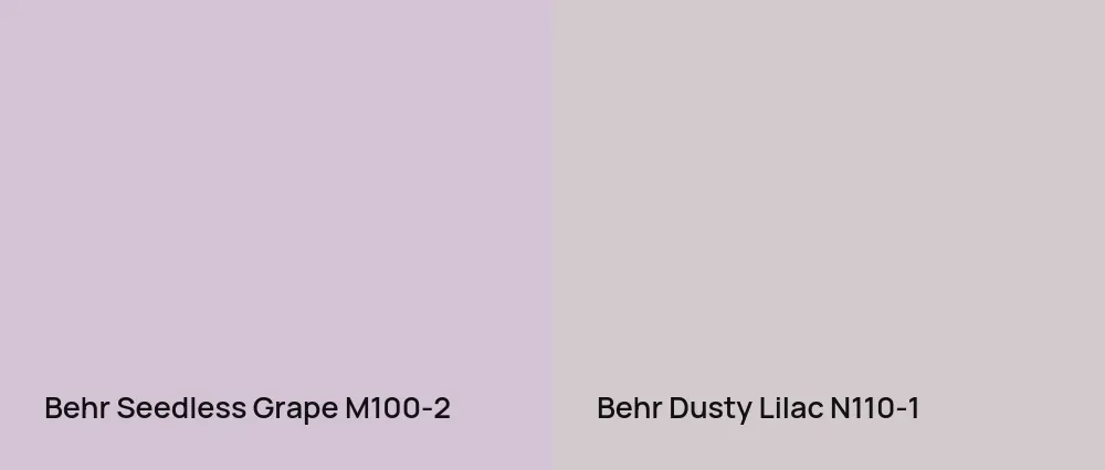 Behr Seedless Grape M100-2 vs Behr Dusty Lilac N110-1