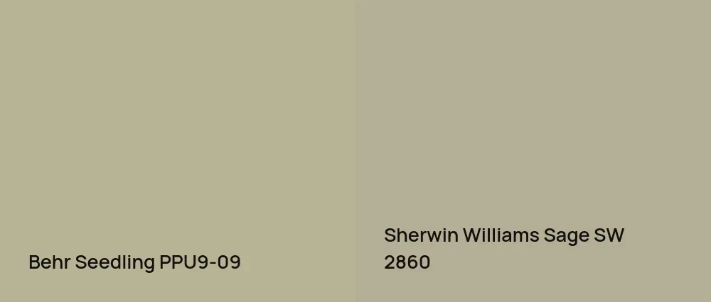 Behr Seedling PPU9-09 vs Sherwin Williams Sage SW 2860