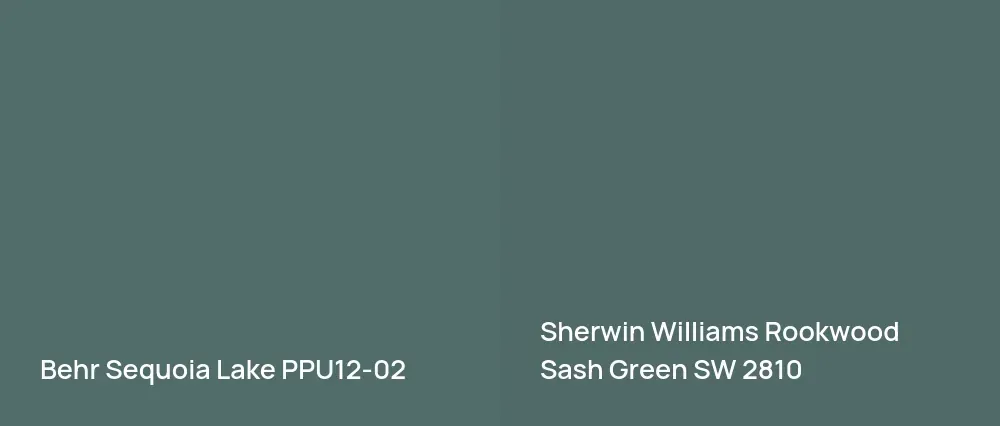 Behr Sequoia Lake PPU12-02 vs Sherwin Williams Rookwood Sash Green SW 2810