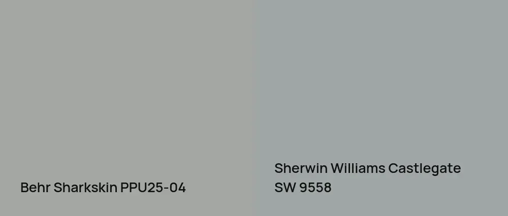Behr Sharkskin PPU25-04 vs Sherwin Williams Castlegate SW 9558