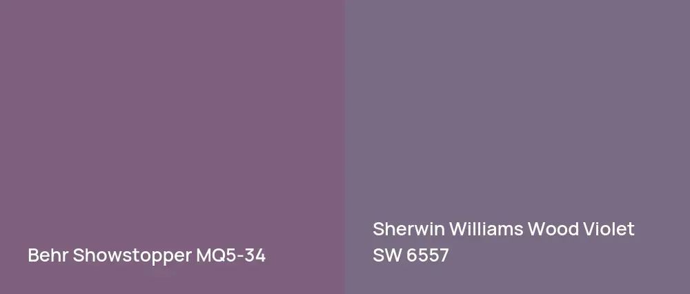 Behr Showstopper MQ5-34 vs Sherwin Williams Wood Violet SW 6557