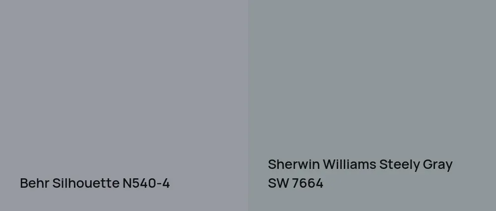 Behr Silhouette N540-4 vs Sherwin Williams Steely Gray SW 7664