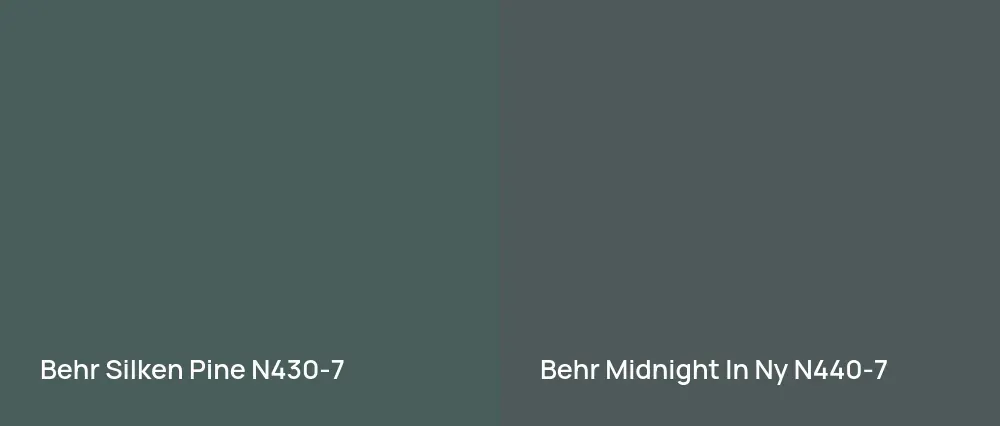 Behr Silken Pine N430-7 vs Behr Midnight In Ny N440-7