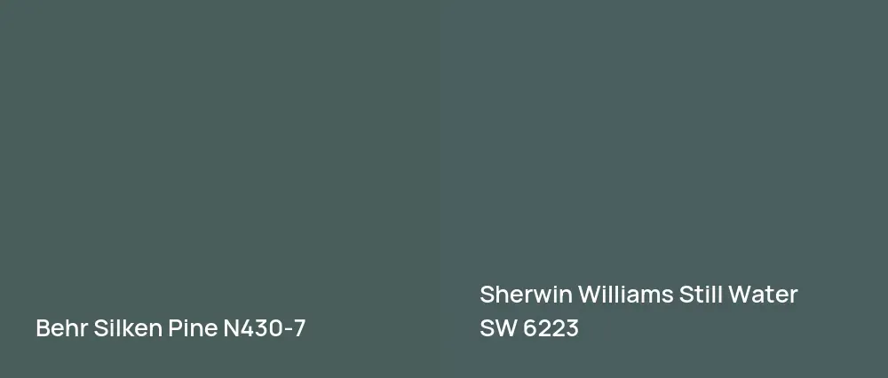 Behr Silken Pine N430-7 vs Sherwin Williams Still Water SW 6223