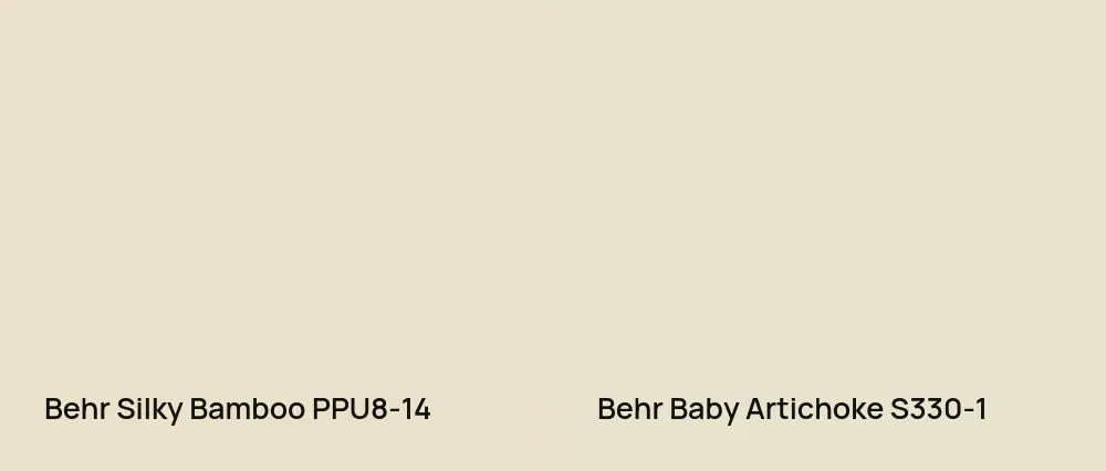 Behr Silky Bamboo PPU8-14 vs Behr Baby Artichoke S330-1