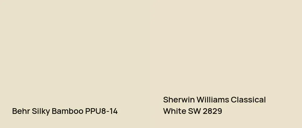 Behr Silky Bamboo PPU8-14 vs Sherwin Williams Classical White SW 2829