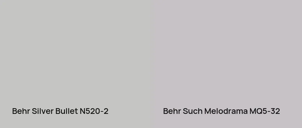 Behr Silver Bullet N520-2 vs Behr Such Melodrama MQ5-32