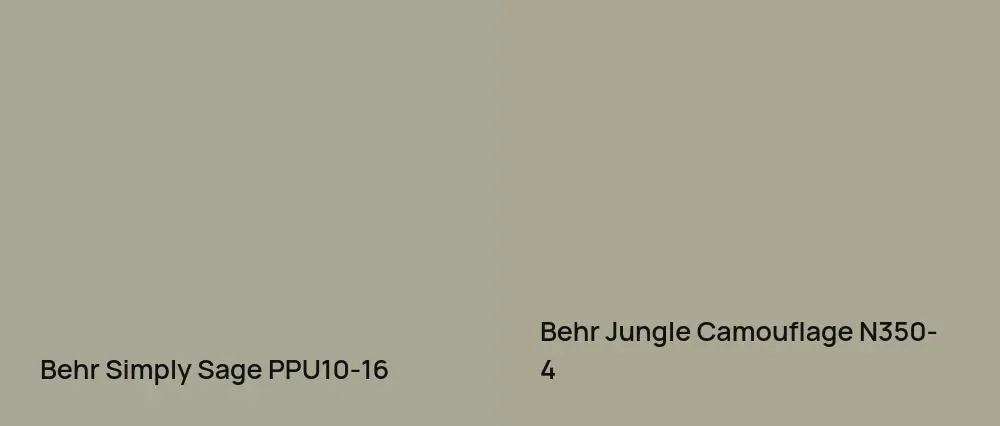 Behr Simply Sage PPU10-16 vs Behr Jungle Camouflage N350-4