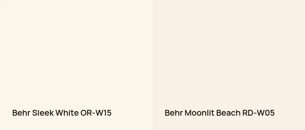 Behr Sleek White OR-W15 vs Behr Moonlit Beach RD-W05